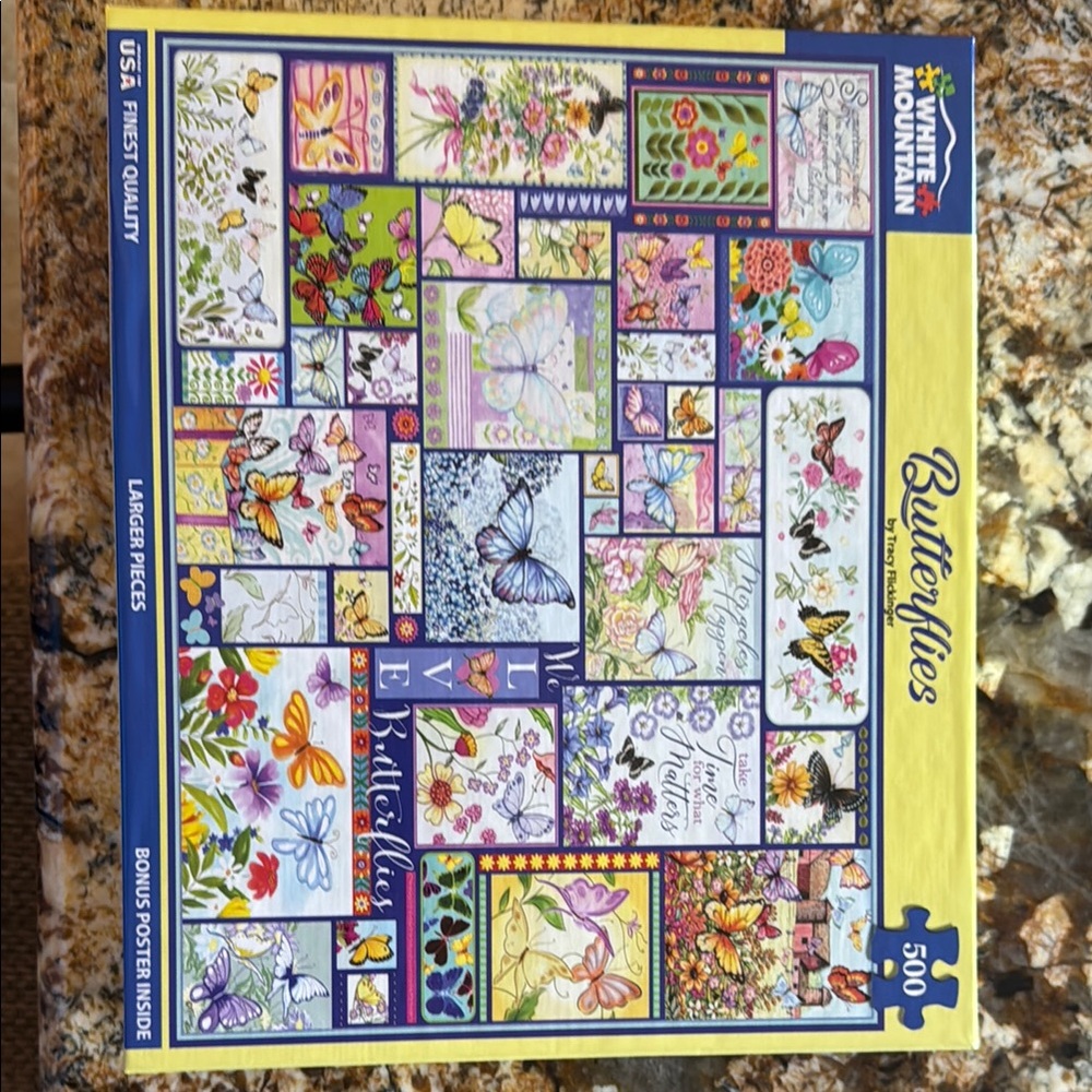 White Mountain Vibrant Butterfly Collage Puzzle 500 Pieces